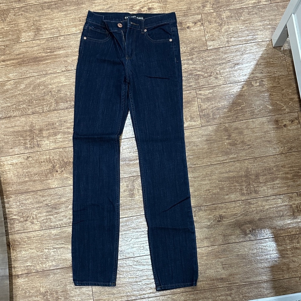 Express Dark Blue Skinny Jeans sz 4 Tall